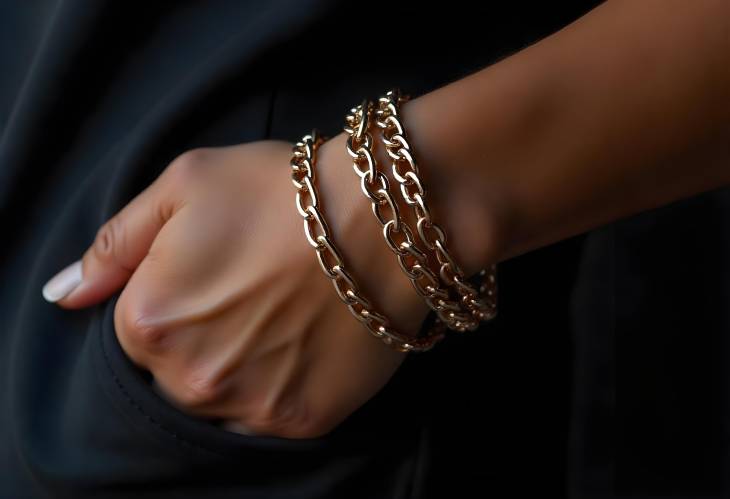 Elegant CloseUp of Chain Bracelets Set Against Charcoal Background